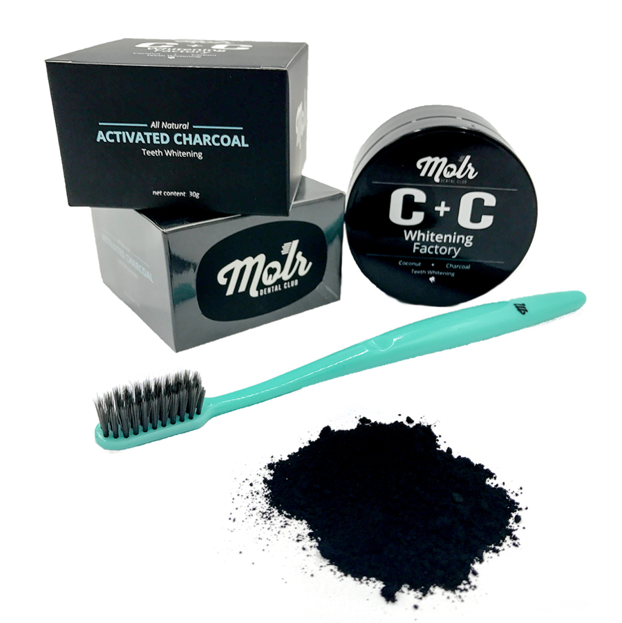 Carbon + Coconut Teeth Whitening Powder and Toothbrush